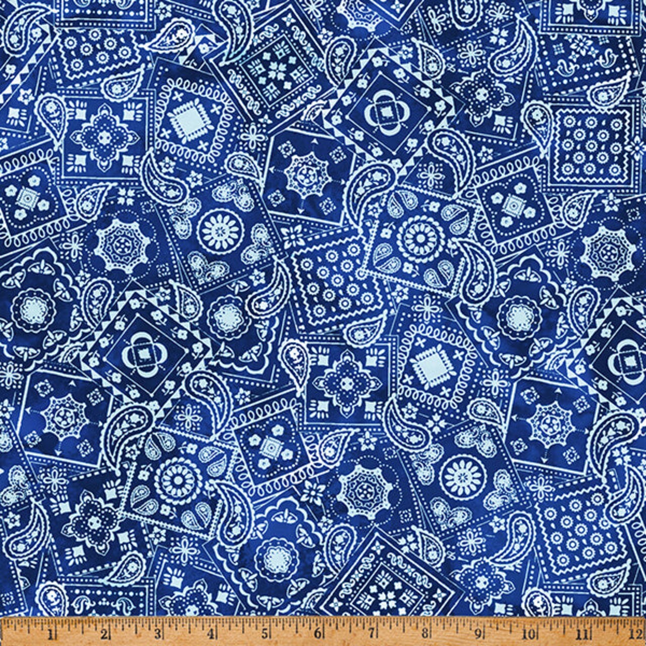Fabric Hoffman Blue Bandana Rodeo Dreams by the Quarter Yard W5530-7